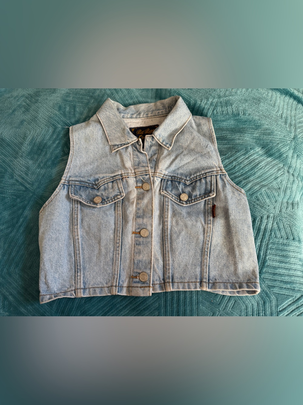 Vintage 90s BeBop Light Blue Denim Cropped Vest